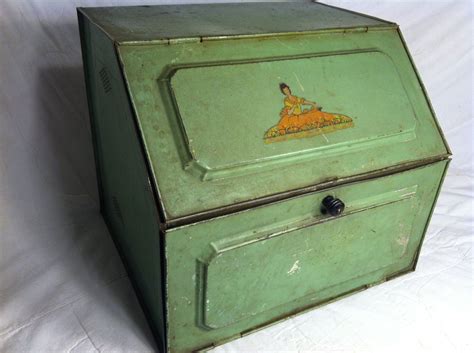 vintage metal tin bread box|antique bread boxes.